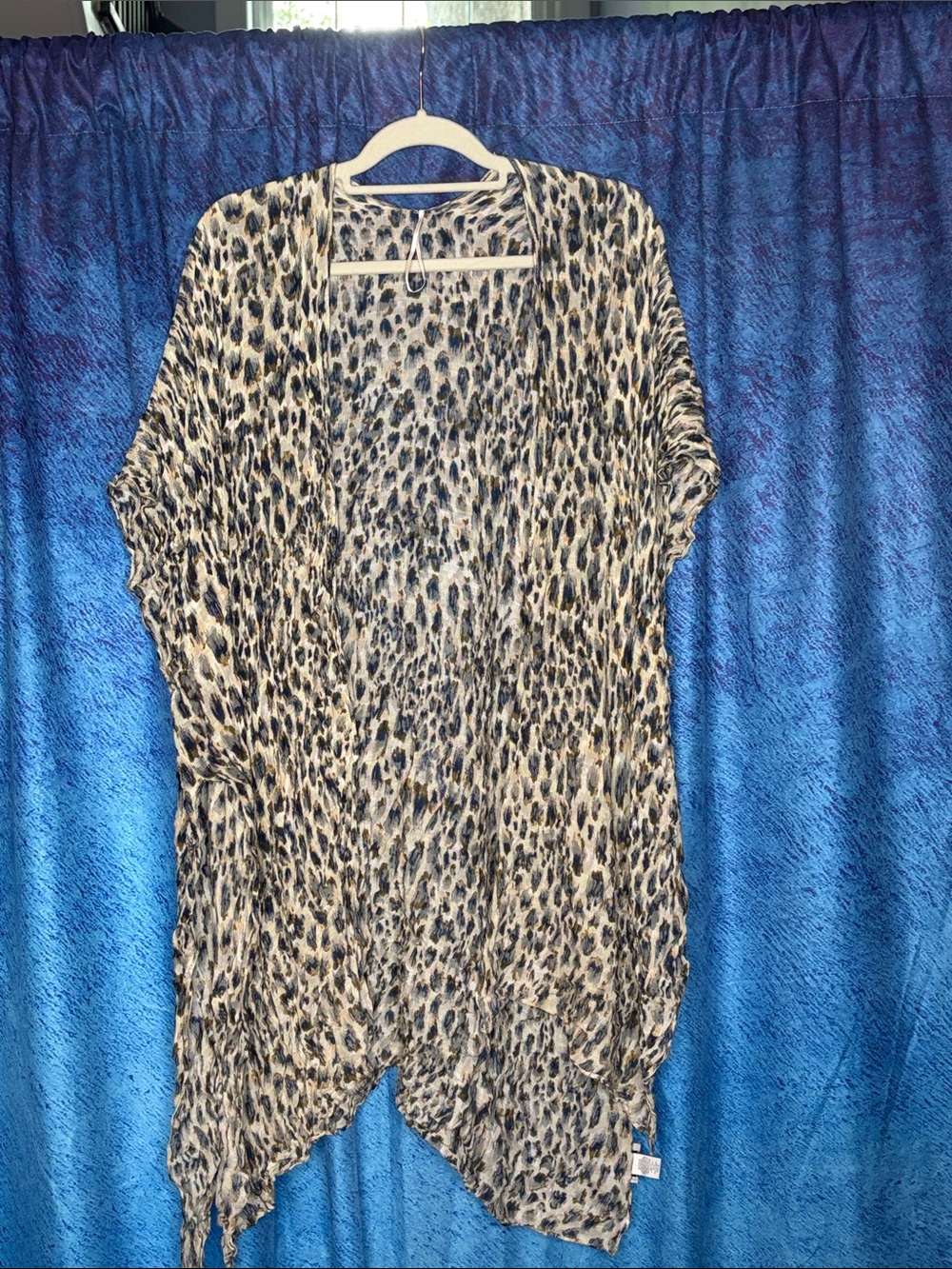 Print Draped Kimono - Tan & Black